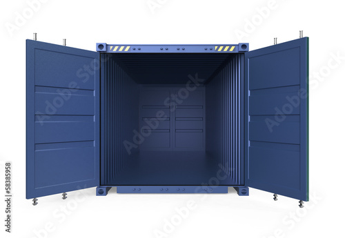 Empty blue cargo container