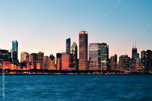 Chicago skyline at dusk #58386730
