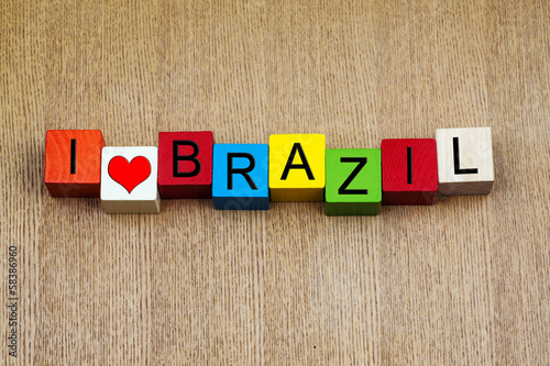 I Love Brazil - sign series for travel and holidays