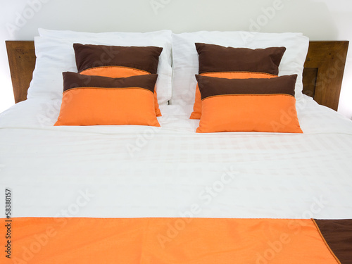 Luxury room setting with bed and pillows
