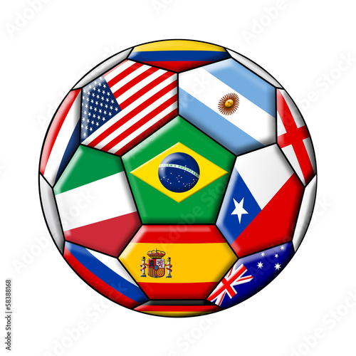 Football ball with flags isolated on a white background