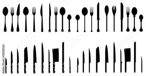 Sets of silhouette kitchen tools 3