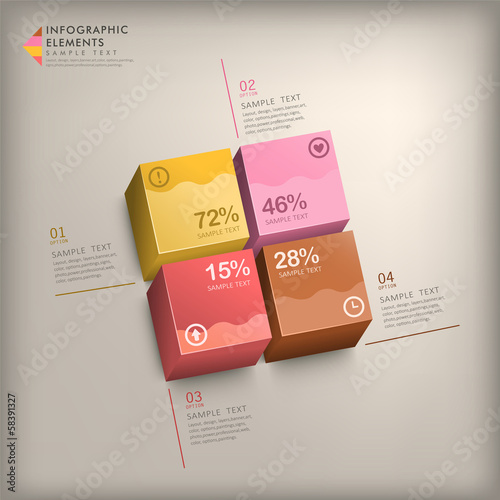 abstract 3d cube infographics
