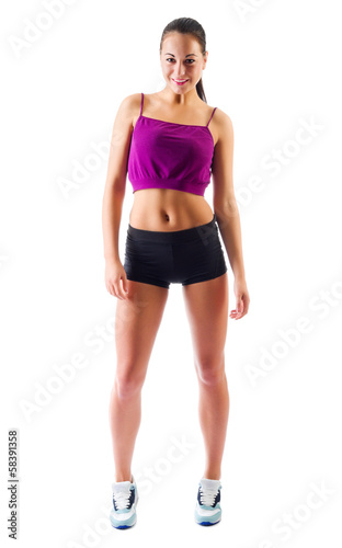 Sporty young girl isolated