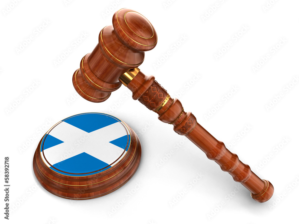 Wooden Mallet and Scottish flag (clipping path included)