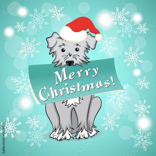 christmas card with cartoon dog