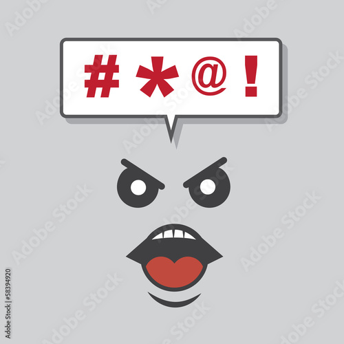 Face yelling expletives from speech bubble