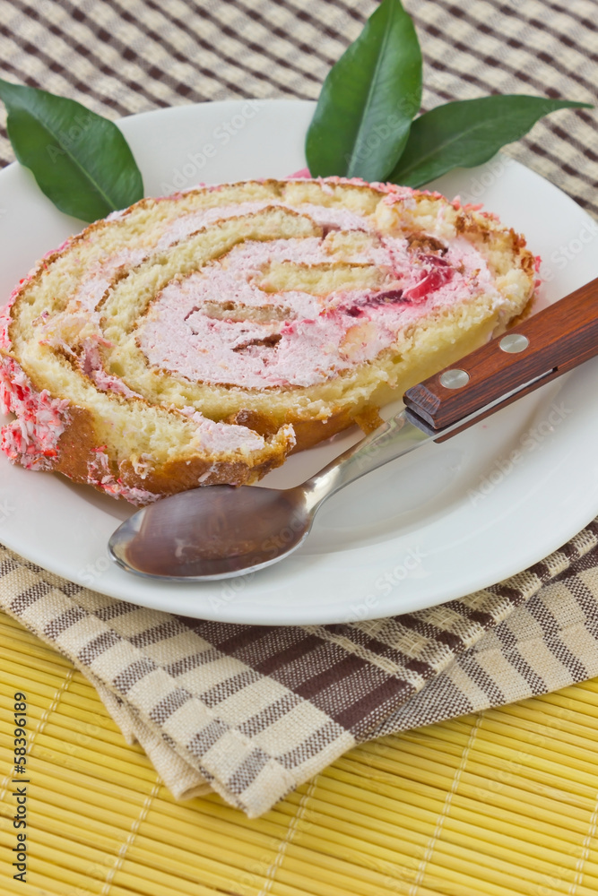 piece of cake on the plate