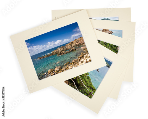 Cuadro en lienzo Pile of photos with passepartout