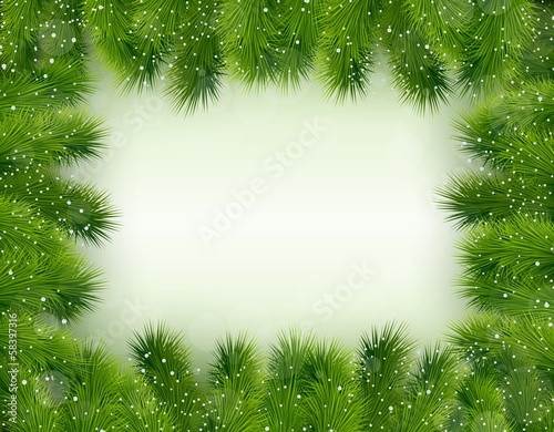 Christmas greeting with fir tree on frame
