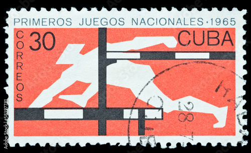 Wallpaper Mural Cuba stamp.First national games. hurdles race Torontodigital.ca