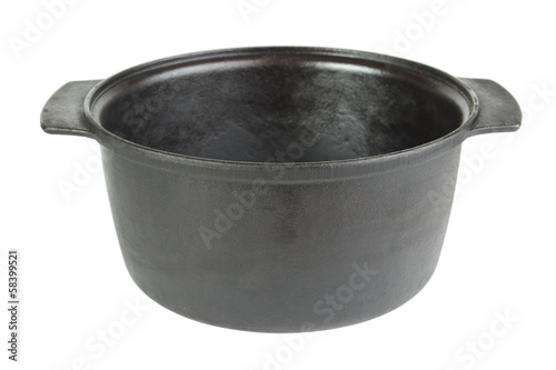 Obraz na płótnie Old empty cast iron cooking pot , isolated on white w salonie
