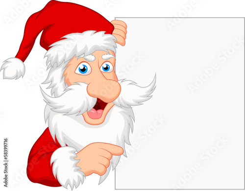 Santa clause with blank sign