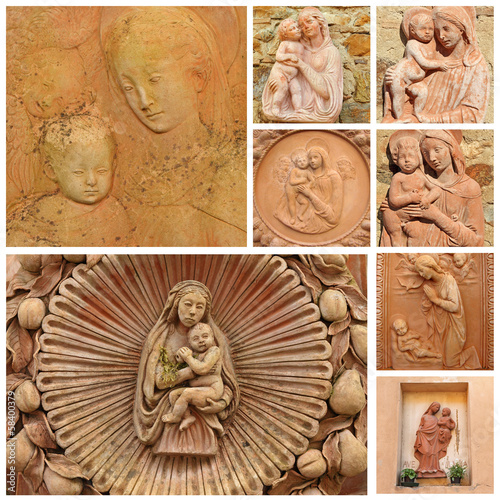 collage with Madonna and child - tuscan craft from Impruneta