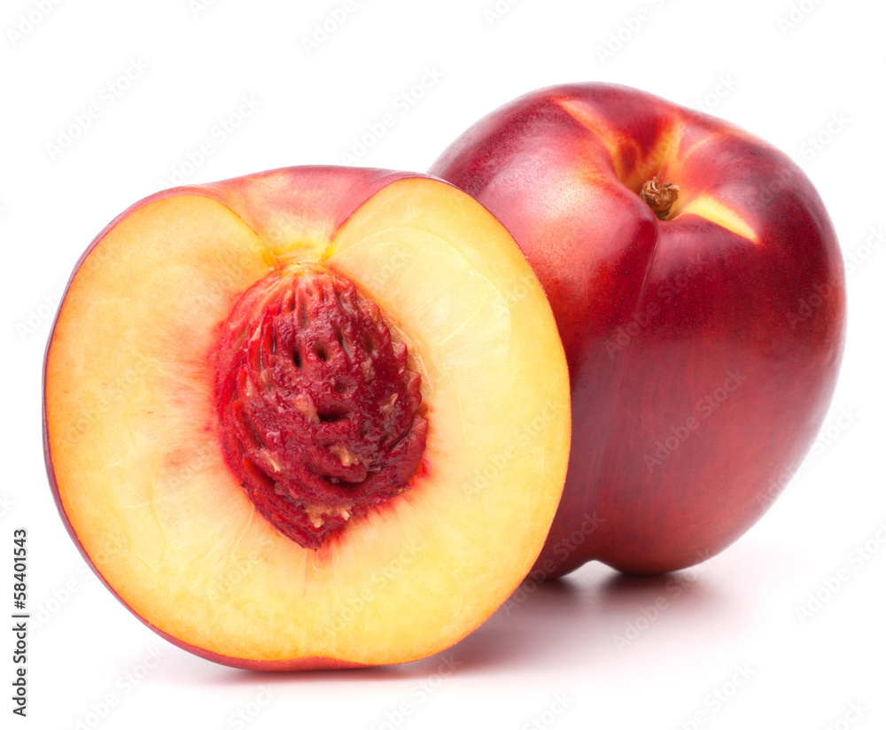 Nectarine fruit isolated on white background cutout