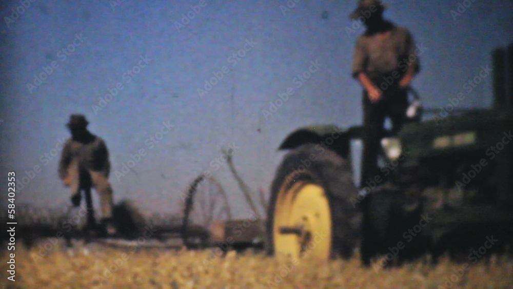 Farmers Harvesting Fields With Tractors-1940 Vintage 8mm film