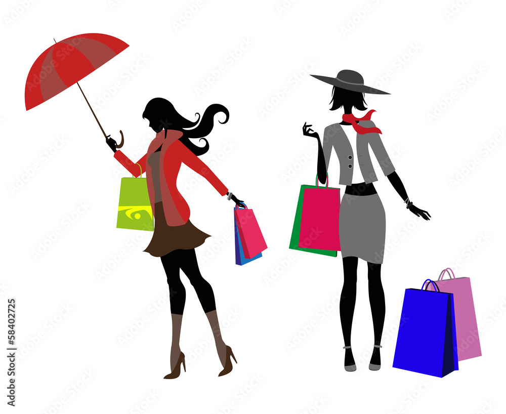 silhouette di donne con buste dello shopping