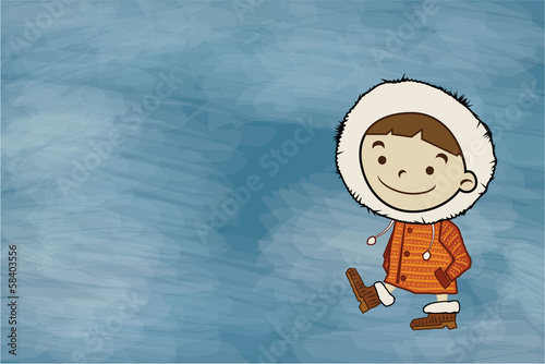Winter boy copy space