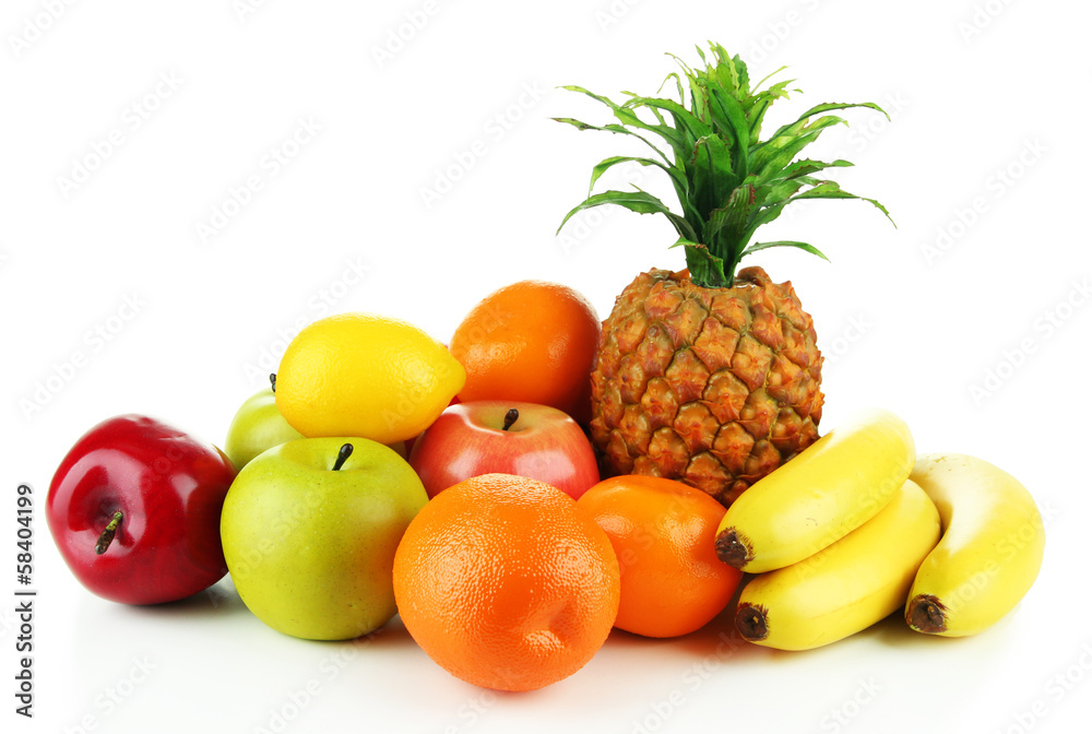 Tasty fruits isolated on white Tasty fruits isolated on white