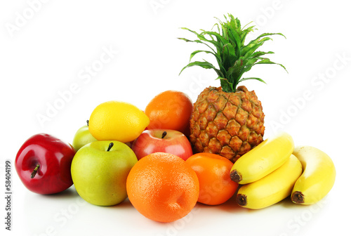 Tasty fruits isolated on white