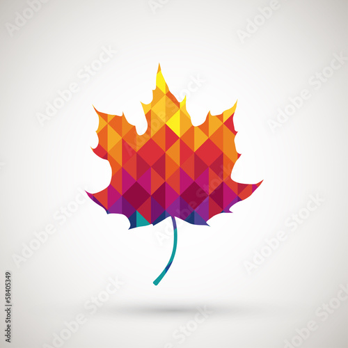 maple leaf with colorful diamond