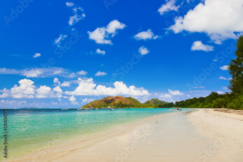 Tropical beach Cote d'Or - island Praslin Seychelles photo