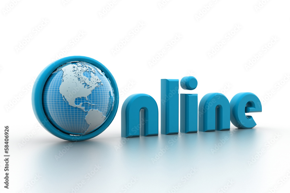 On-line illustration with globe. On-line illustration with globe.