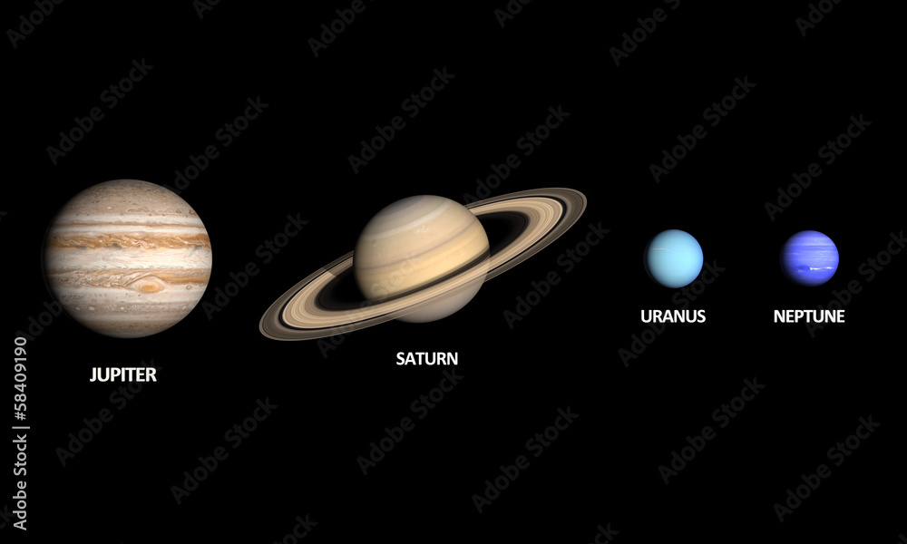 Planets Jupiter Saturn Uranus and Neptune Stock Illustration