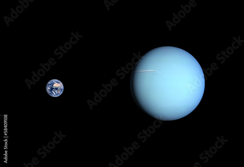 Planets Earth and Uranus