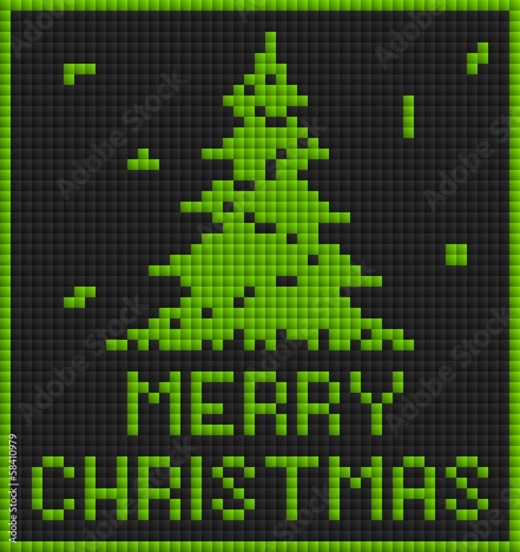 green christmas card with tree
