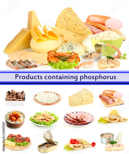 Products containing phosphorus isolated on white