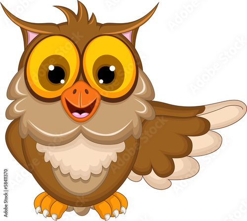 funny owl cartoon waving