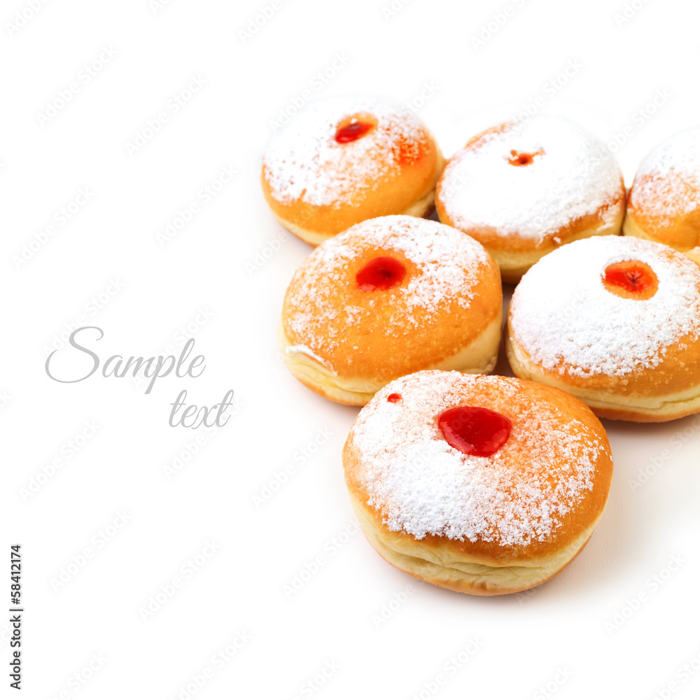 Donut for jewish holiday hanukkah isolated on white