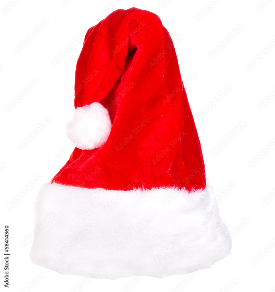 Single Santa Claus red hat isolated