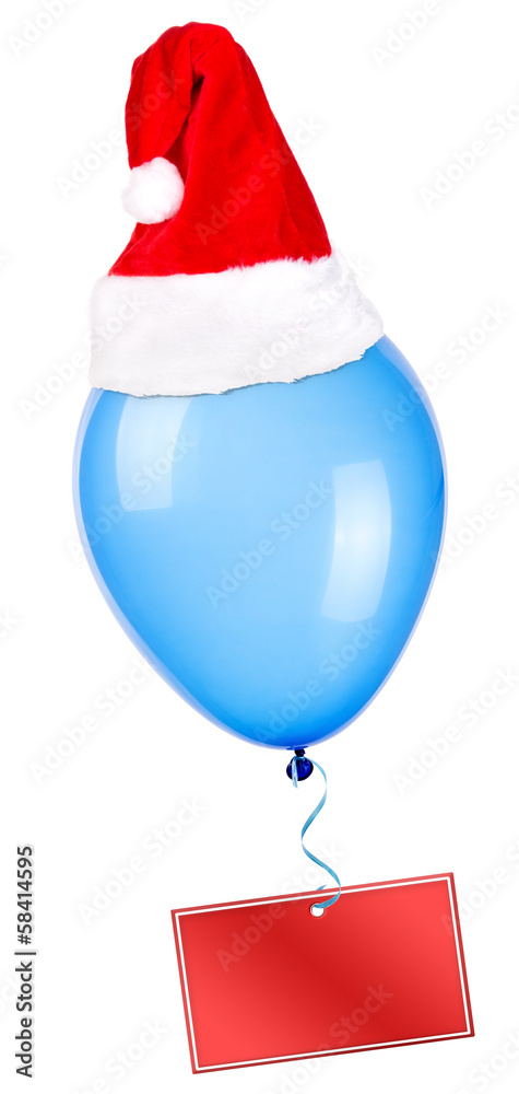 Christmas on color balloon with santa hat Christmas on color balloon with santa hat