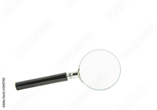 Magnifying glass over white background