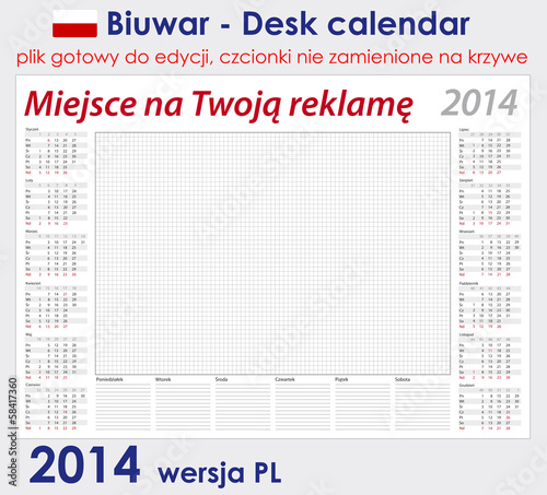 Biuwar 2014 - Desk calendar 2014