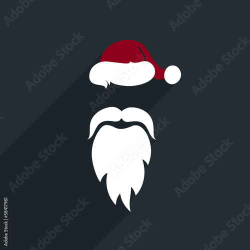 Flat Design Vector Santa Claus Face. Icon. Greeting Card.