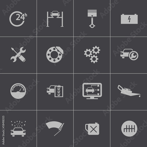 Vector black car service set
