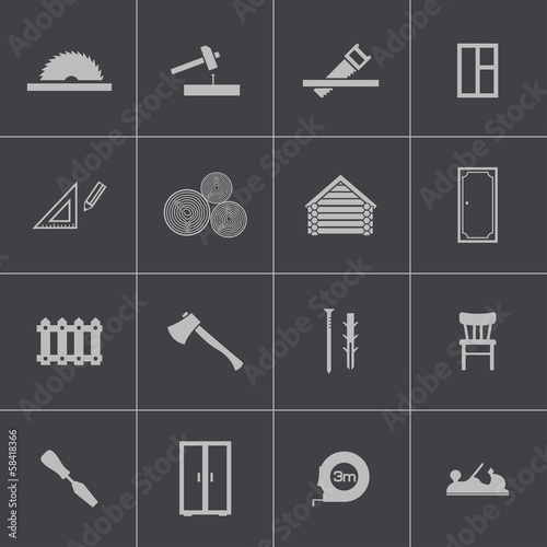 Vector black  carpentry icons set