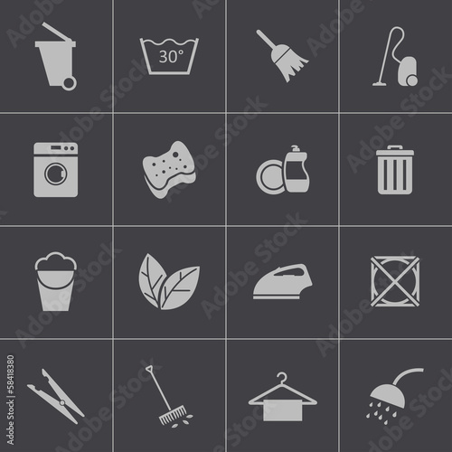 Vector black  cleaning icons set