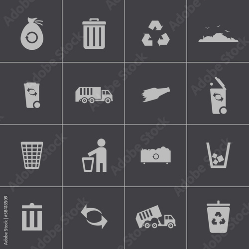 Vector black  garbage icons set