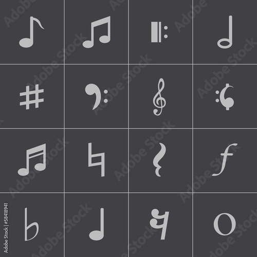 Vector black  notes icons set