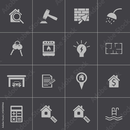 Vector black  rea estatel icons set photo