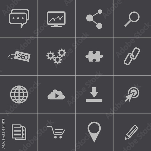 Vector black  seo icons set