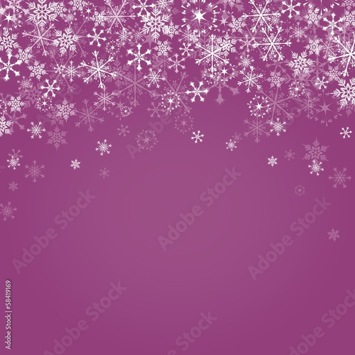 Falling snowflakes on purple background