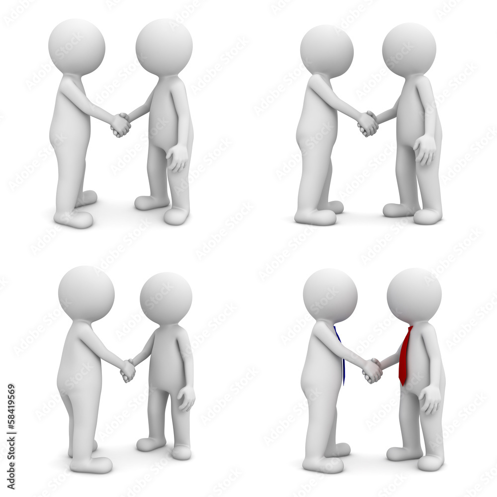 Collection of 3d people handshake isolated on white background Collection of 3d people handshake isolated on white background