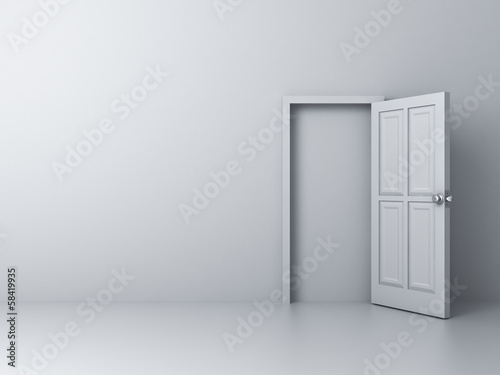 Empty white wall with blocked door no way out concept