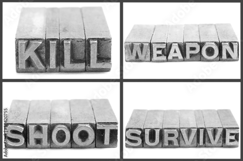 war set signs, kill, weapon, shoot, survive photo