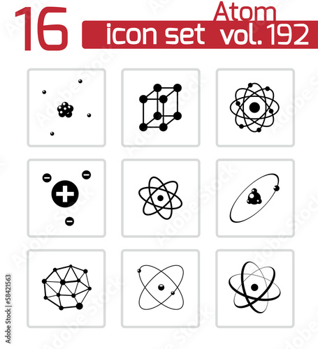 Vector black atom icons set